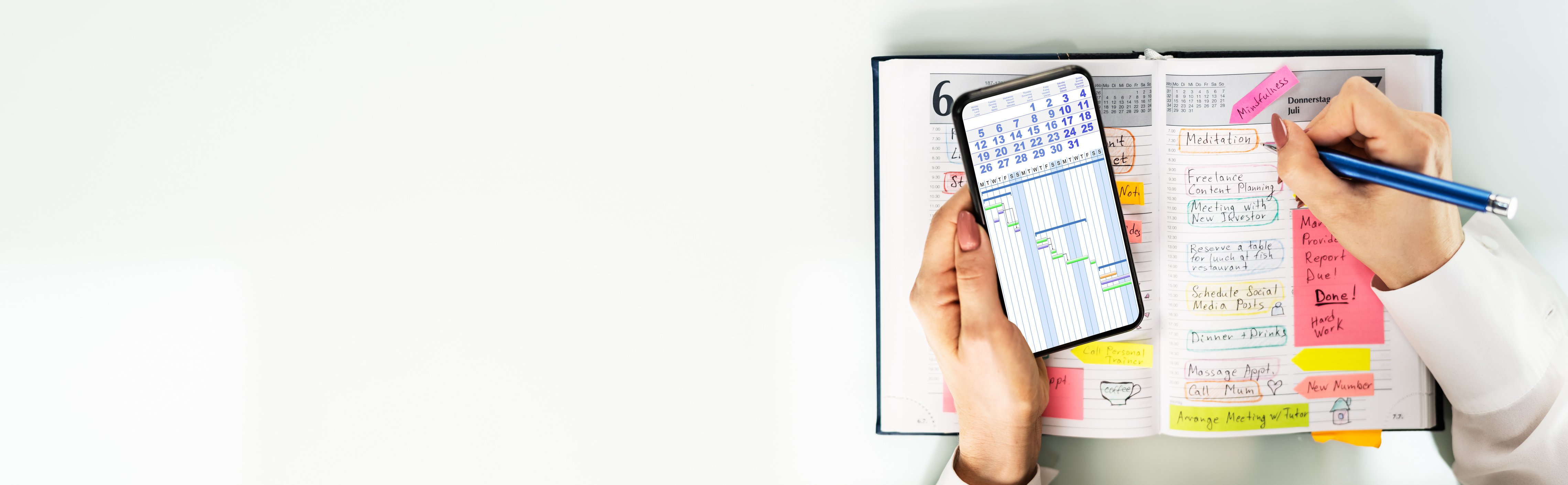 Calendar Appointment Schedule. Woman Using Smartphone